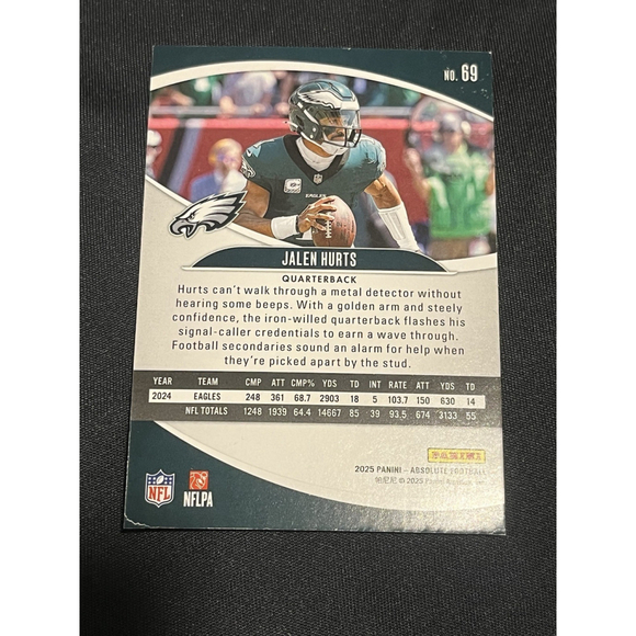 Jalen Hurts Panini Absolute Football Card Philadelphia Eagles - Picture 6 of 6
